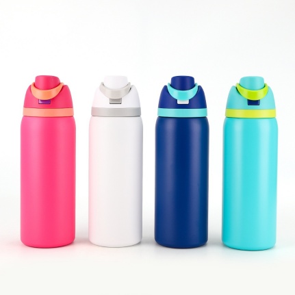 16 OZ 19 OZ  24 OZ 32 OZ Owala shape double wall stainless steel water bottle, plastic lid with handle